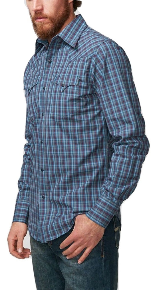 Stetson Men's Blue Plaid Snap Front Button Shirt 11-001-0478-1015 BU