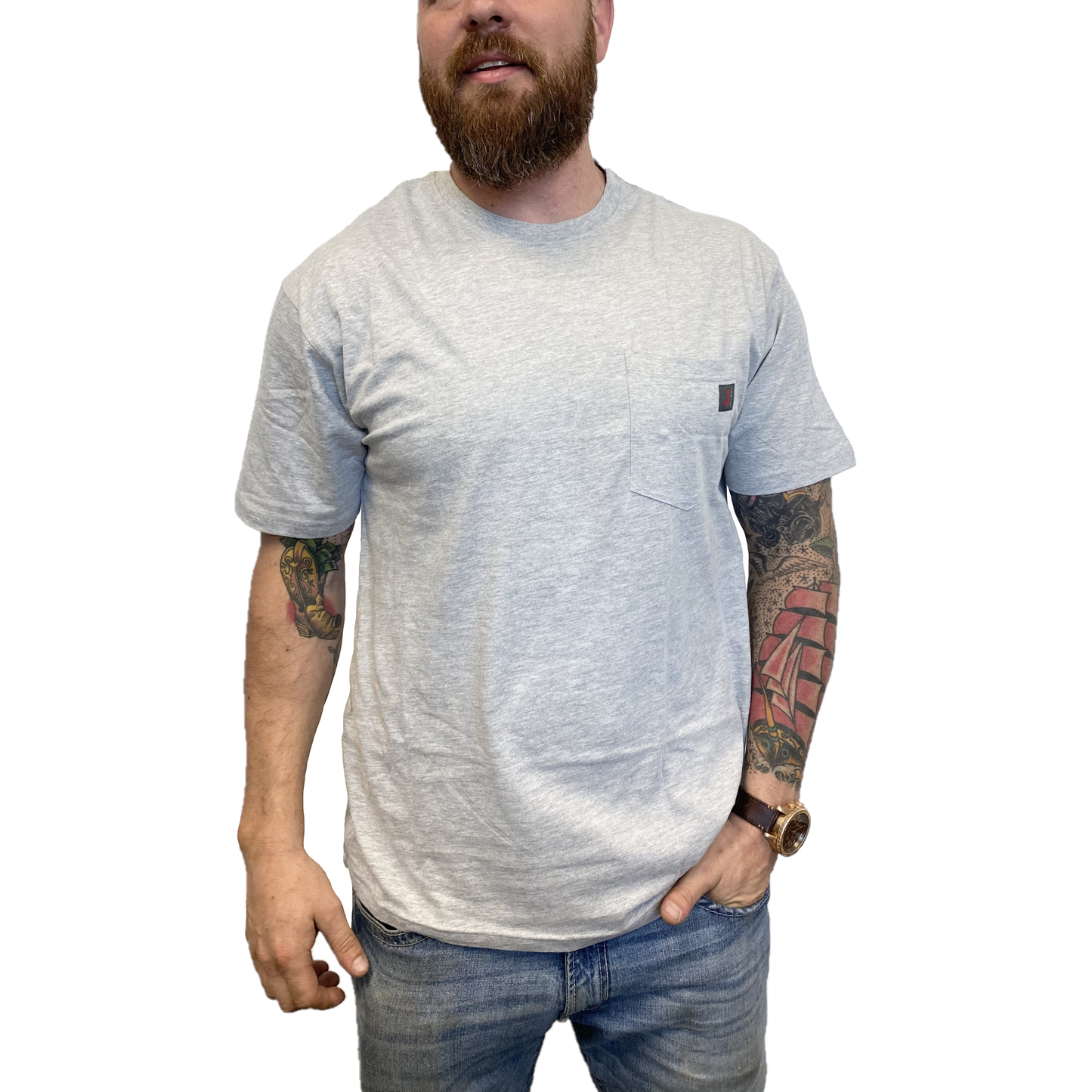Justin Men's Pocket Short Sleeve Heather Grey Work T-Shirt J-1459-HGR