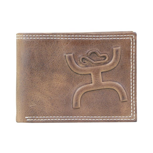 Hooey Men's Signature Embossed Logo Brown BiFold Wallet 1623161W4