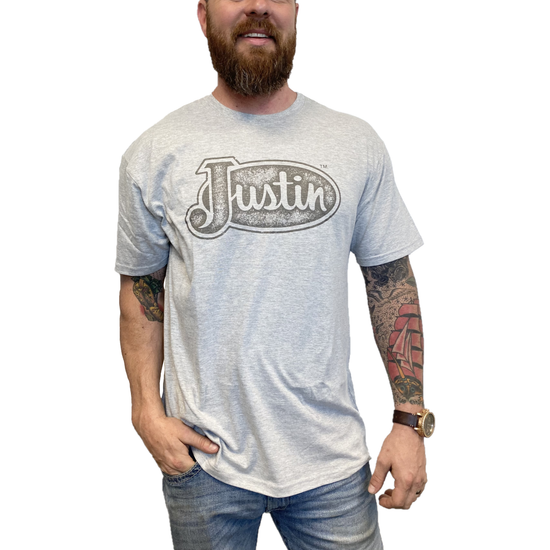 Justin Men's Logo Grey Heather Short Sleeve T-Shirt J-G3179