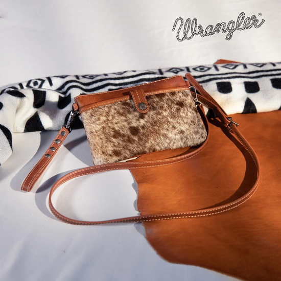 Wrangler Ladies Hair-On Cowhide Brown Crossbody Bag WG84-181BR