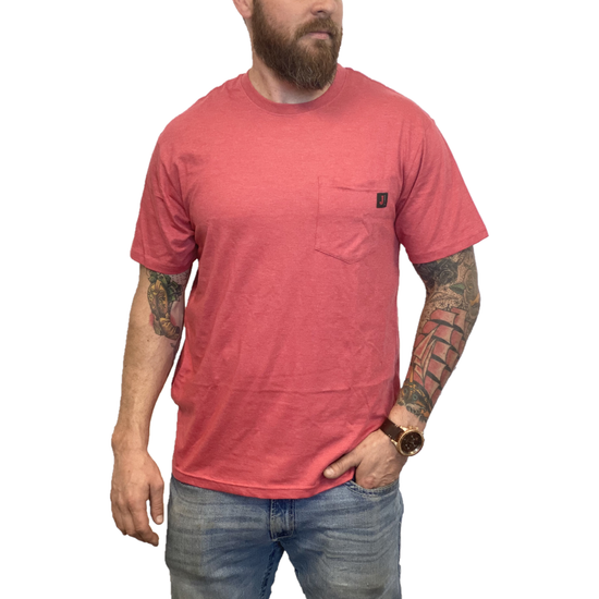 Justin Men's Pocket Short Sleeve Red Heather Work T-Shirt J-1459-RDH