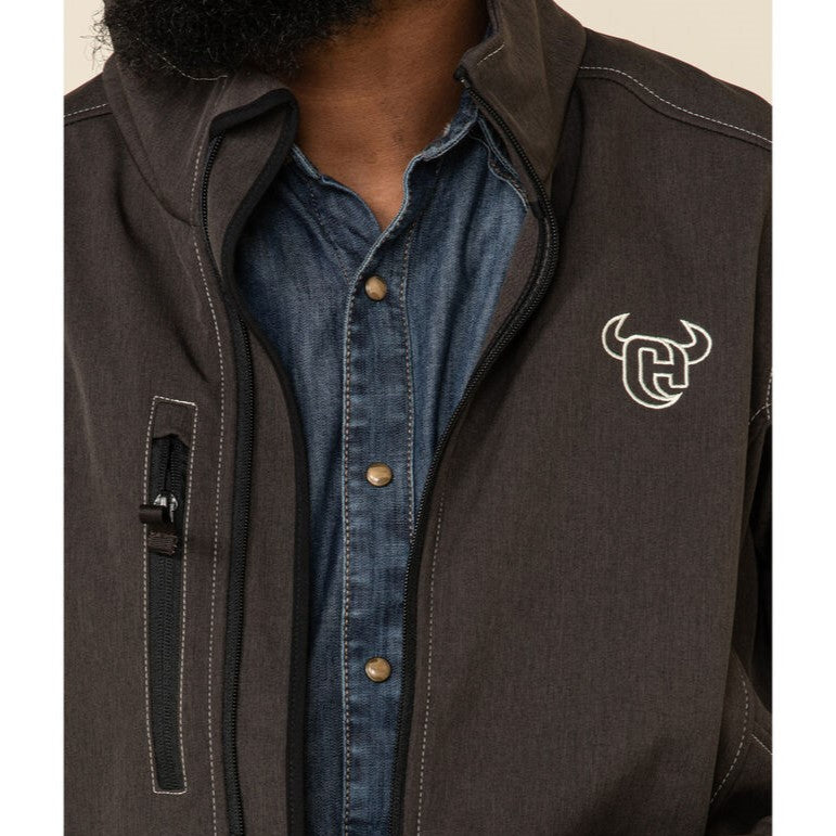 Load image into Gallery viewer, Cowboy Hardware Men&amp;#39;s Logo Poly Shell Heather Brown Jacket 192111-664
