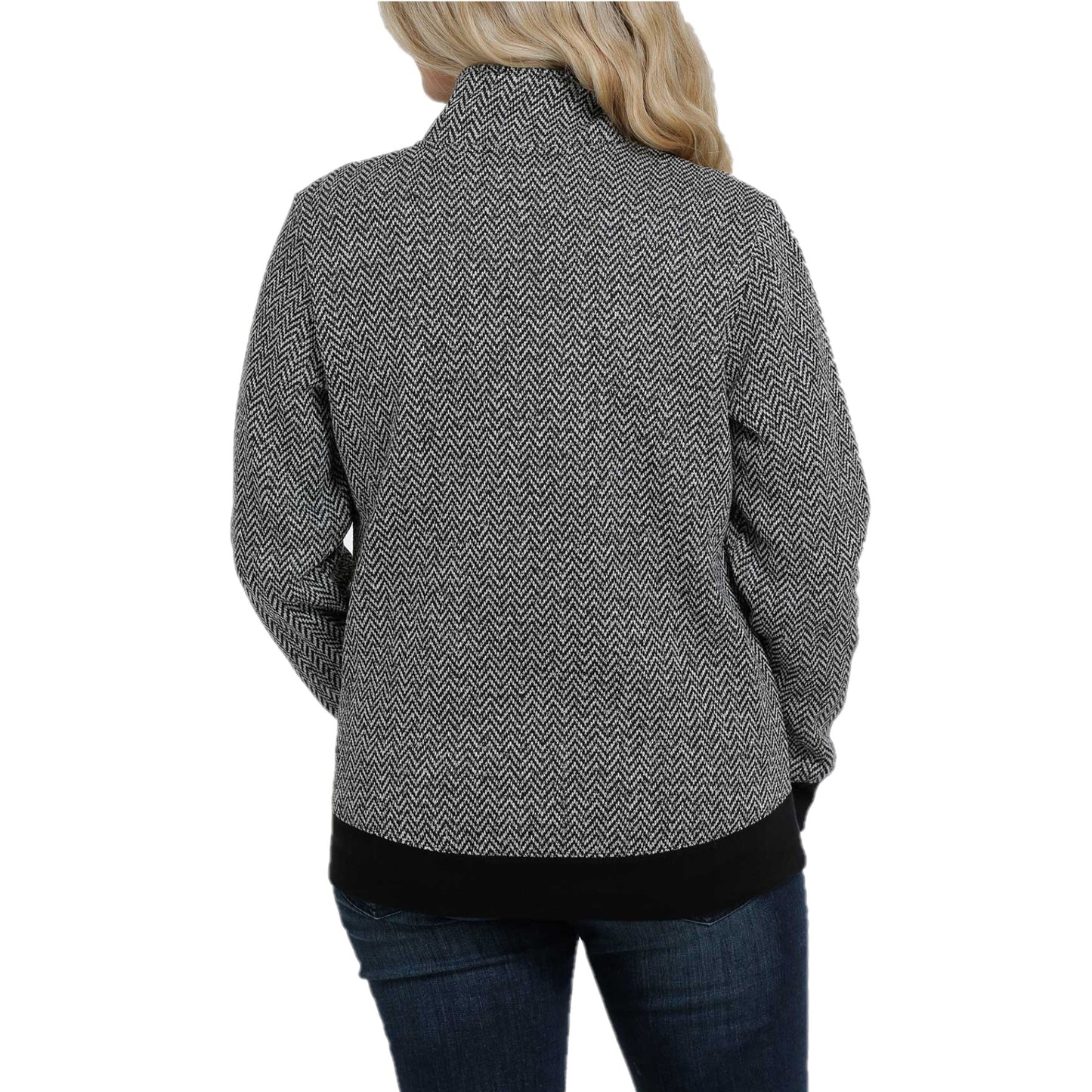 Cinch Ladies 1/4 Zip Black and Grey Chevron Sweater MAK9822002