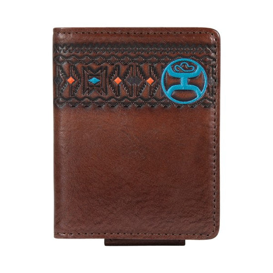 Hooey Men's Aztec Stripe Logo Brown Card Bi-Fold Wallet 2041565M4