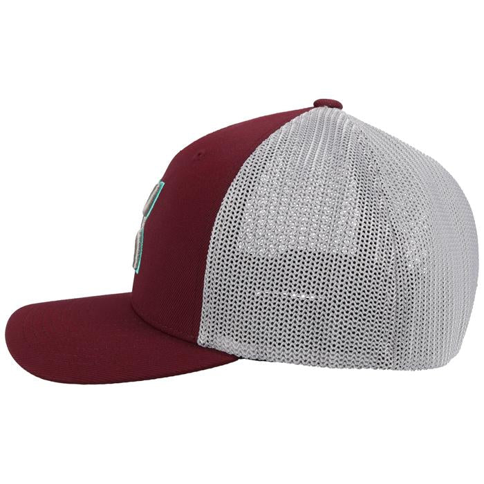 Hooey Men's "Coach" Maroon and Grey Flexfit Hat 2112MAGY
