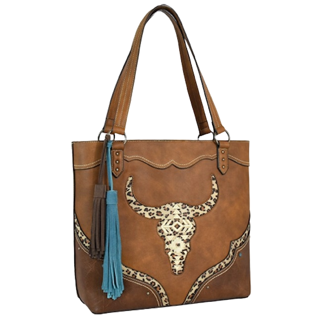 Catchfly Ladies Steer Head Graphic Brown Tote Bag 2173600