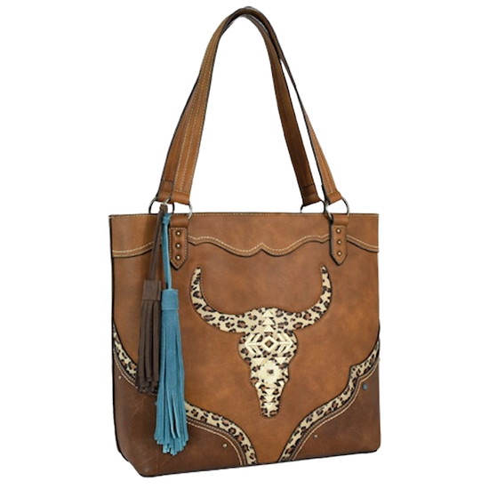 Catchfly Ladies Steer Head Graphic Brown Tote Bag 2173600