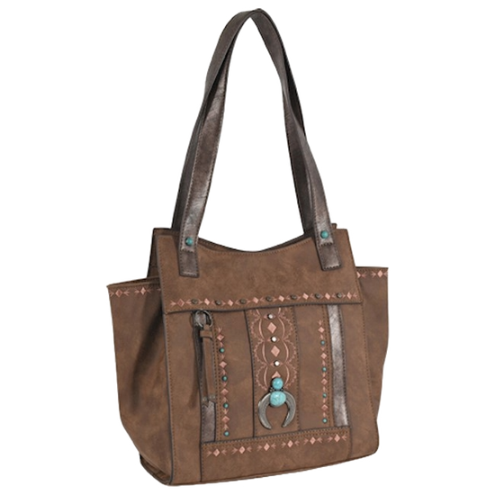 Catchfly Embroidery & Concho Brushed Brown Tote Bag 22031558