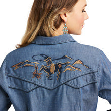 Load image into Gallery viewer, Ariat® Ladies Western Home Navy Long Sleeve Shirt 10037907
