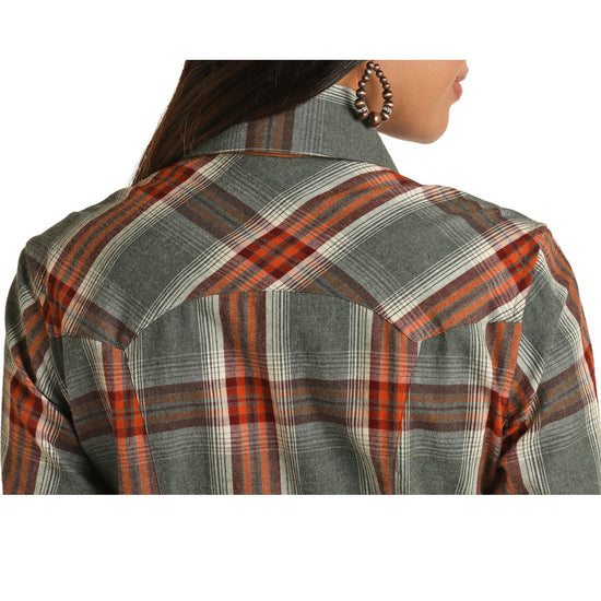 Powder River Outfitters Ladies Brushed Twill Plaid Snap Shirt 22S1851-34