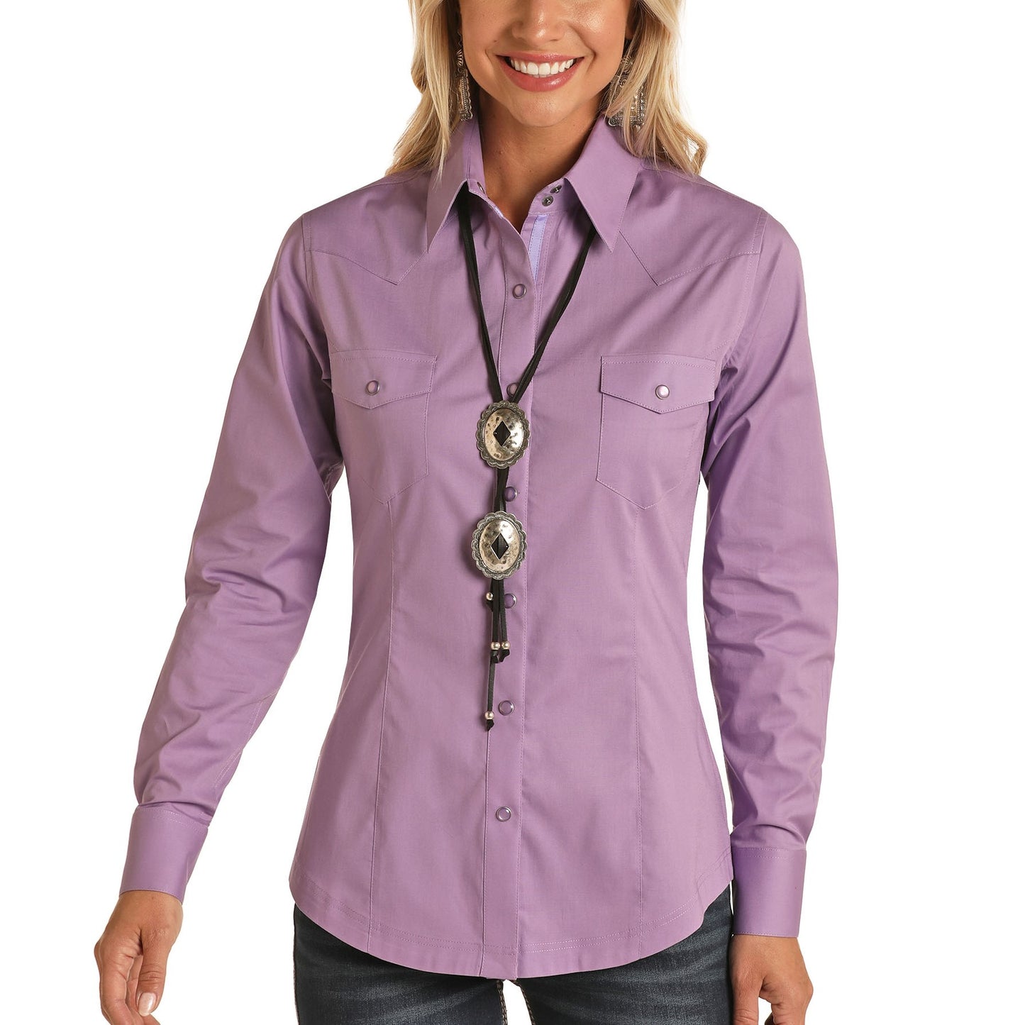 Panhandle Ladies Solid Stretch Violet Snap Shirt 22S8041-55