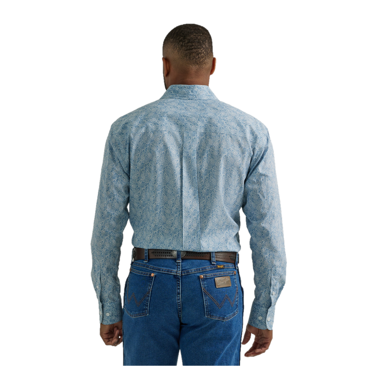 Wrangler Men's Blue & White Paisley Printed Button Down Shirt 2331729