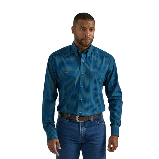 Wrangler Men's George Strait Midnight Blue Button Down Shirt 2331838