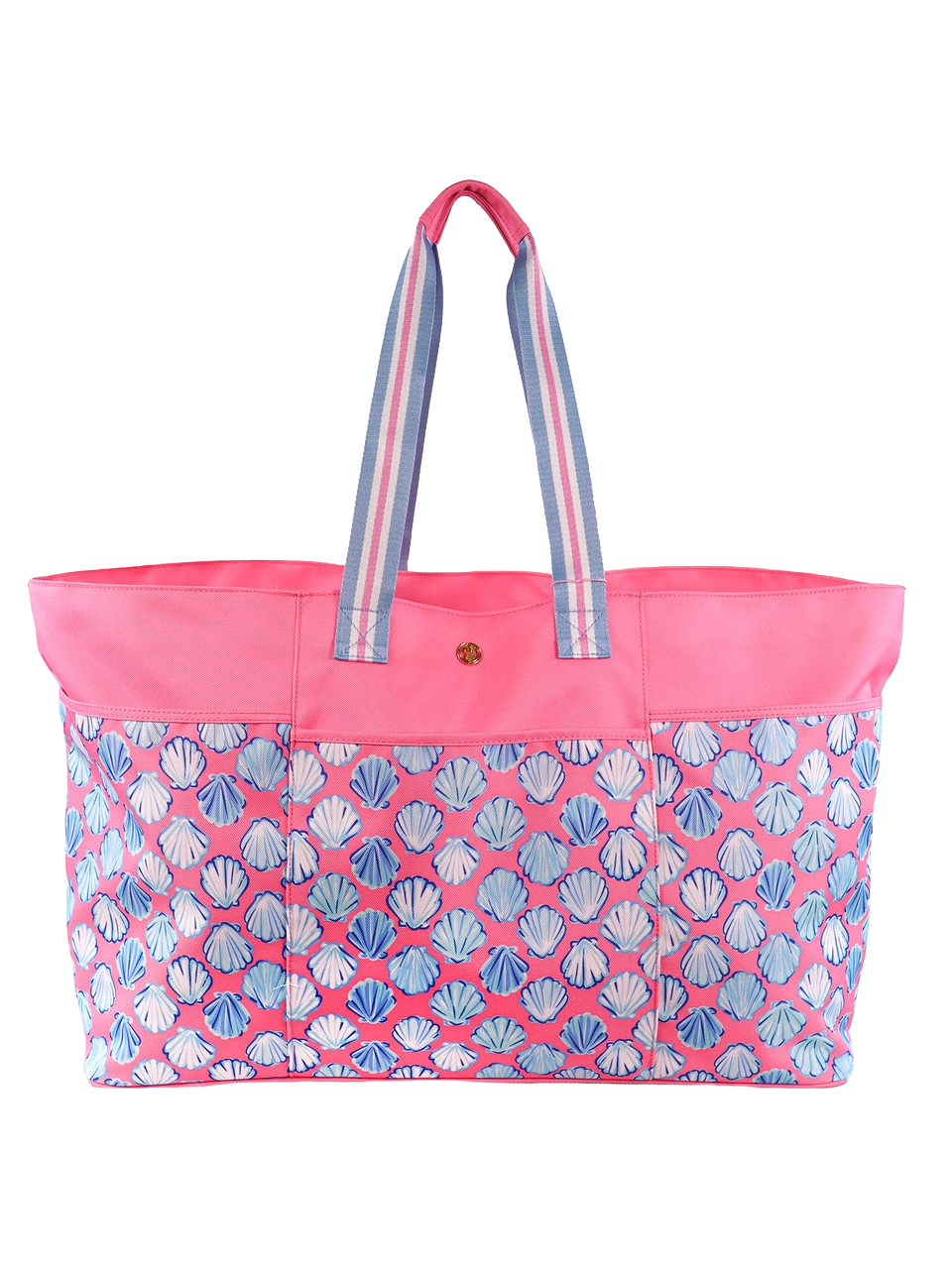 Simply Southern Seashell Pink Beach Tote Bag 0124-BAG-BEACHTOTE-SHELL