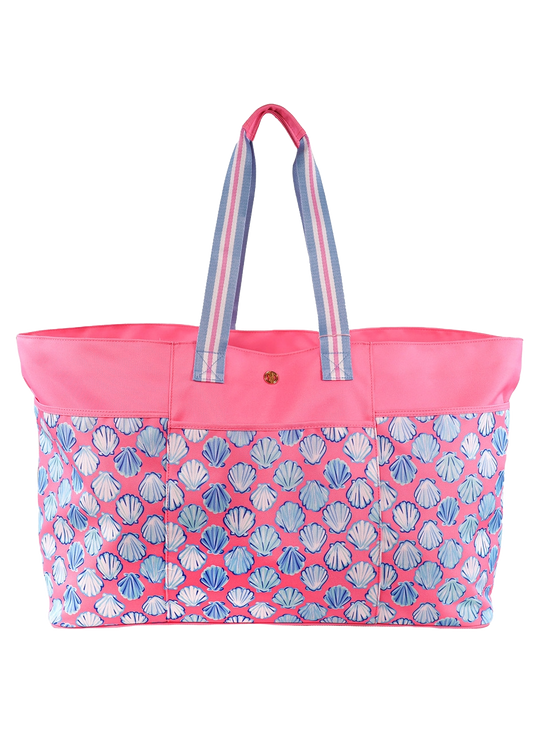 Simply Southern Seashell Pink Beach Tote Bag 0124-BAG-BEACHTOTE-SHELL