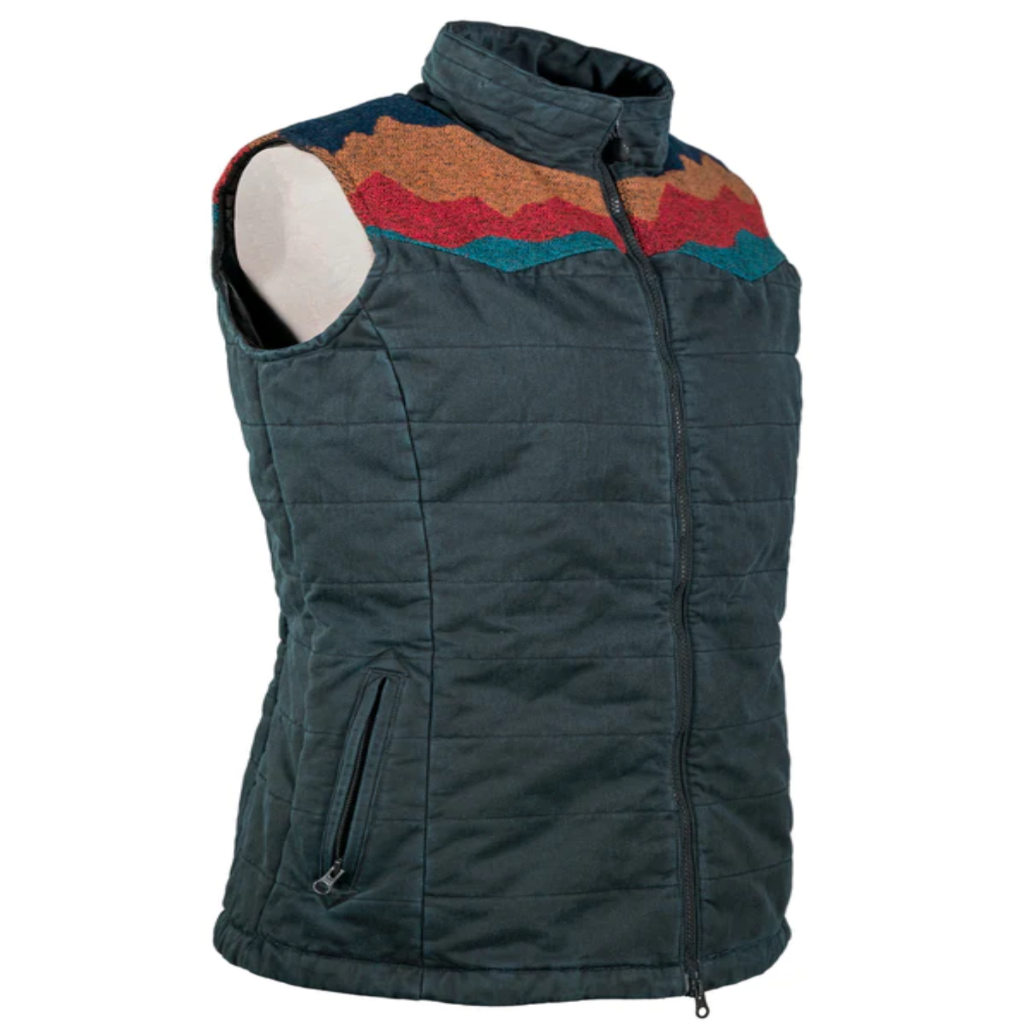 Outback Trading® Ladies Aspen Aztec Print & Navy Vest 29820-NVY