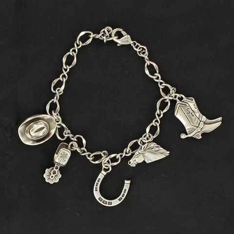 M&F® Ladies Western Silver Charm Chained Bracelet 29982