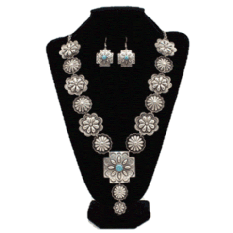 M&F® Ladies Floral Conchos Pendant Jewelry Set 30460