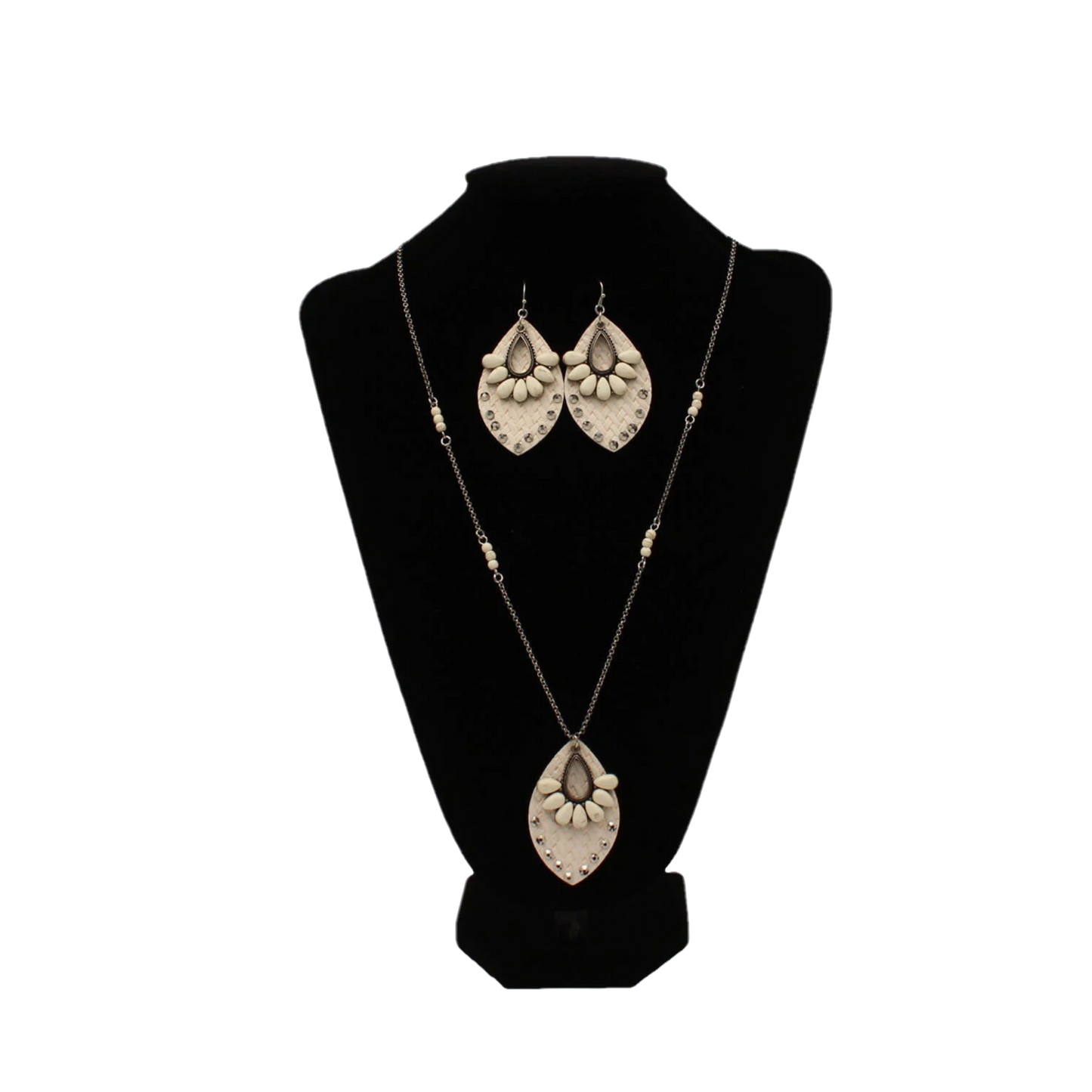 Blazin Roxx Ladies Ivory Beaded Necklace and Earring Set 30471