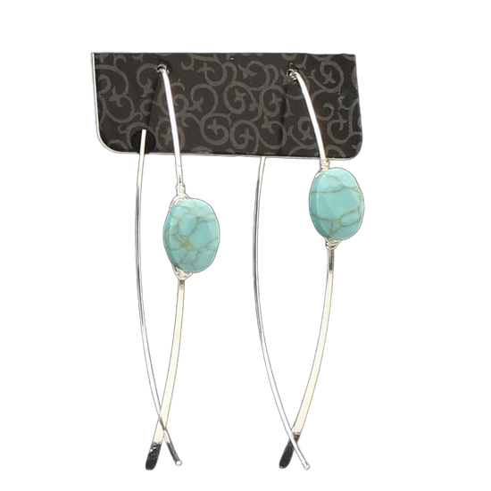 Blazin Roxx® Ladies Turquoise Stone Silver Hook Earrings 30918
