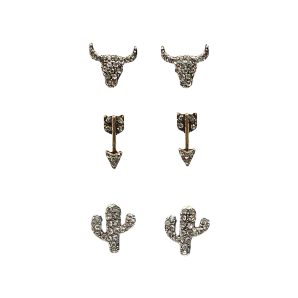 Blazin Roxx® Ladies 3 Piece Arrow & Cactus Earring Set 30959