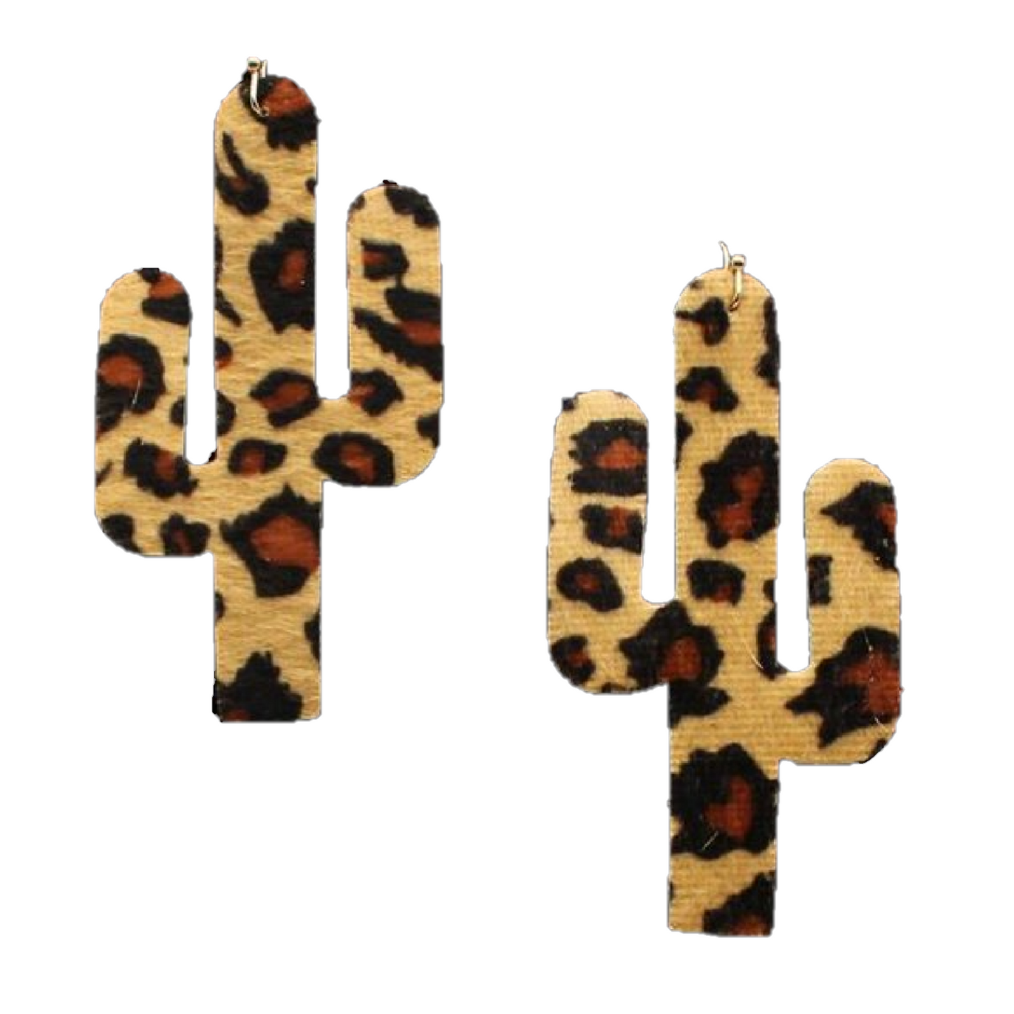 M&F® Ladies Faux Leather Leopard Print Cactus Earrings 30966