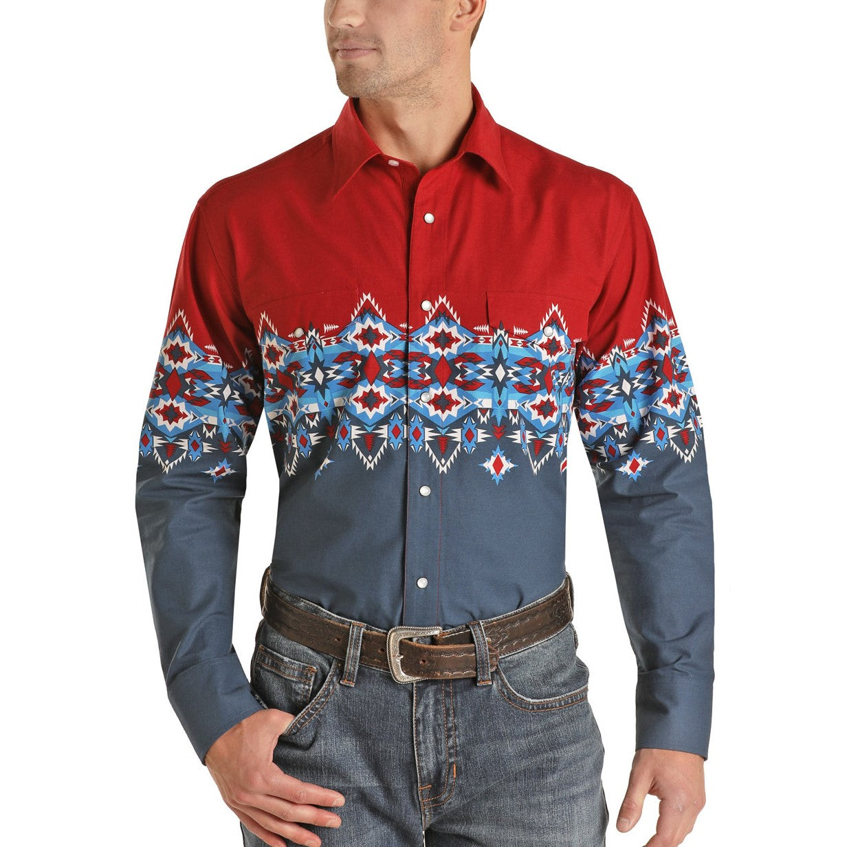 Panhandle Men's Aztec Button Down Long Sleeve Shirt 30S2000