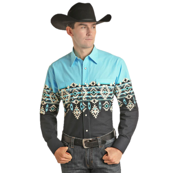 Panhandle® Men's Aztec Print Long Sleeve Button Down Shirt 30S6084