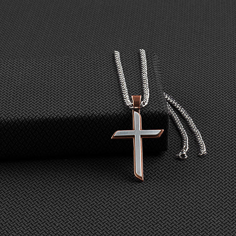 Twister Men's Two Toned Cross Necklace 32158
