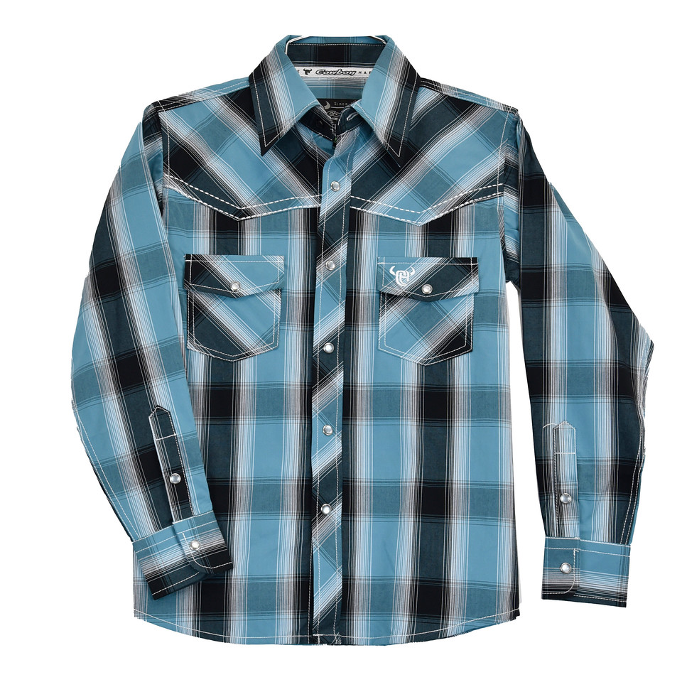 Cowboy Hardware® Youth Boy's Hombre Steel Plaid Snap Shirt 325467-045