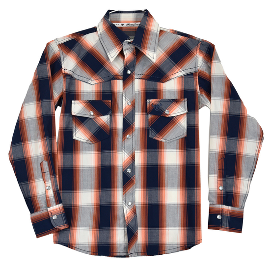 Cowboy Hardware® Youth Boy's Hombre Orange Plaid Snap Shirt 325467-265