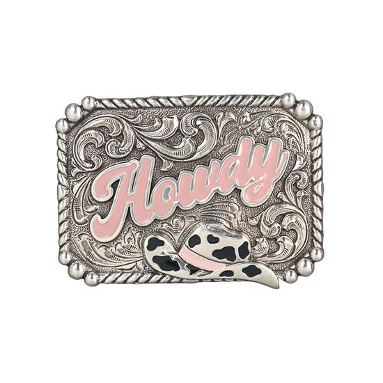 Blazin Roxx Girl's Howdy Scrolling Engraved Silver Rectangle Buckle 36108