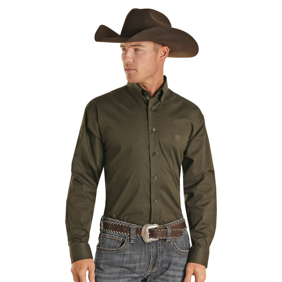 Panhandle® Men's Olive Green Long Sleeve Button Up Shirt 36D2551-31