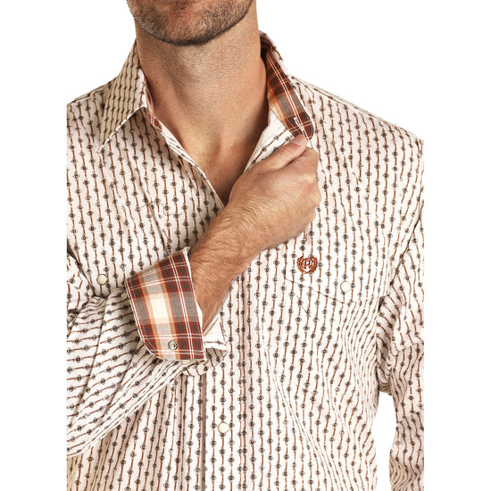 Panhandle Select Men's Brushed Cotton Print Copper Snap Shirt 36S1620
