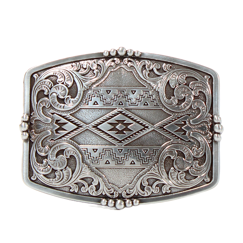 Nocona Aztec Floral Rectangle Buckle 37019