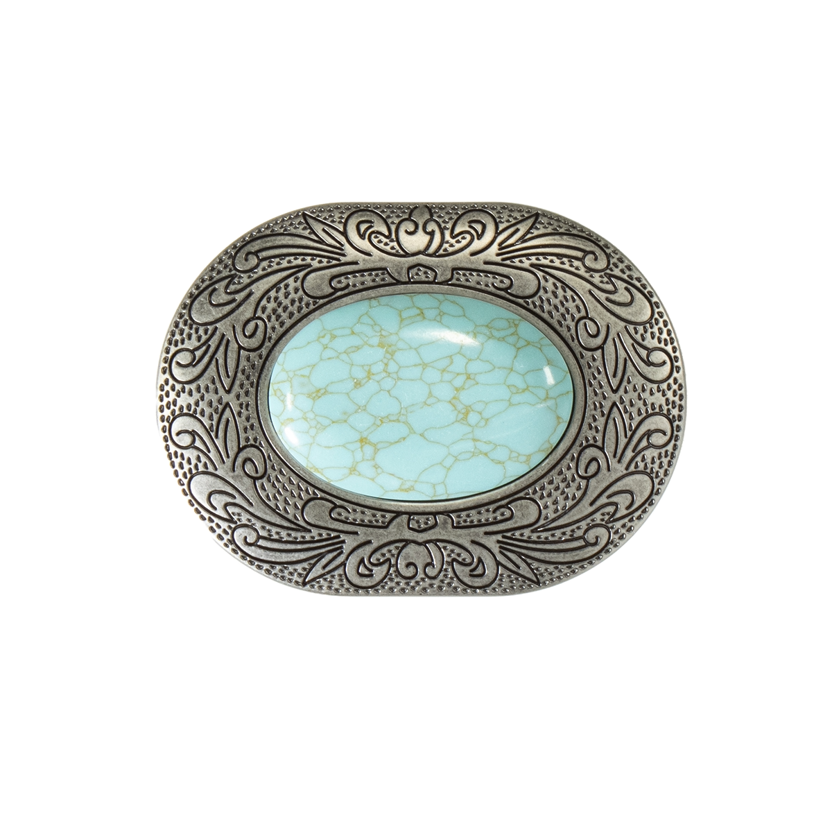 Blazin Roxx Oval Turquoise Stone Scroll Buckle 37902