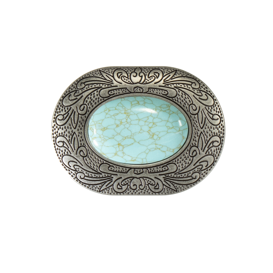 Blazin Roxx Oval Turquoise Stone Scroll Buckle 37902