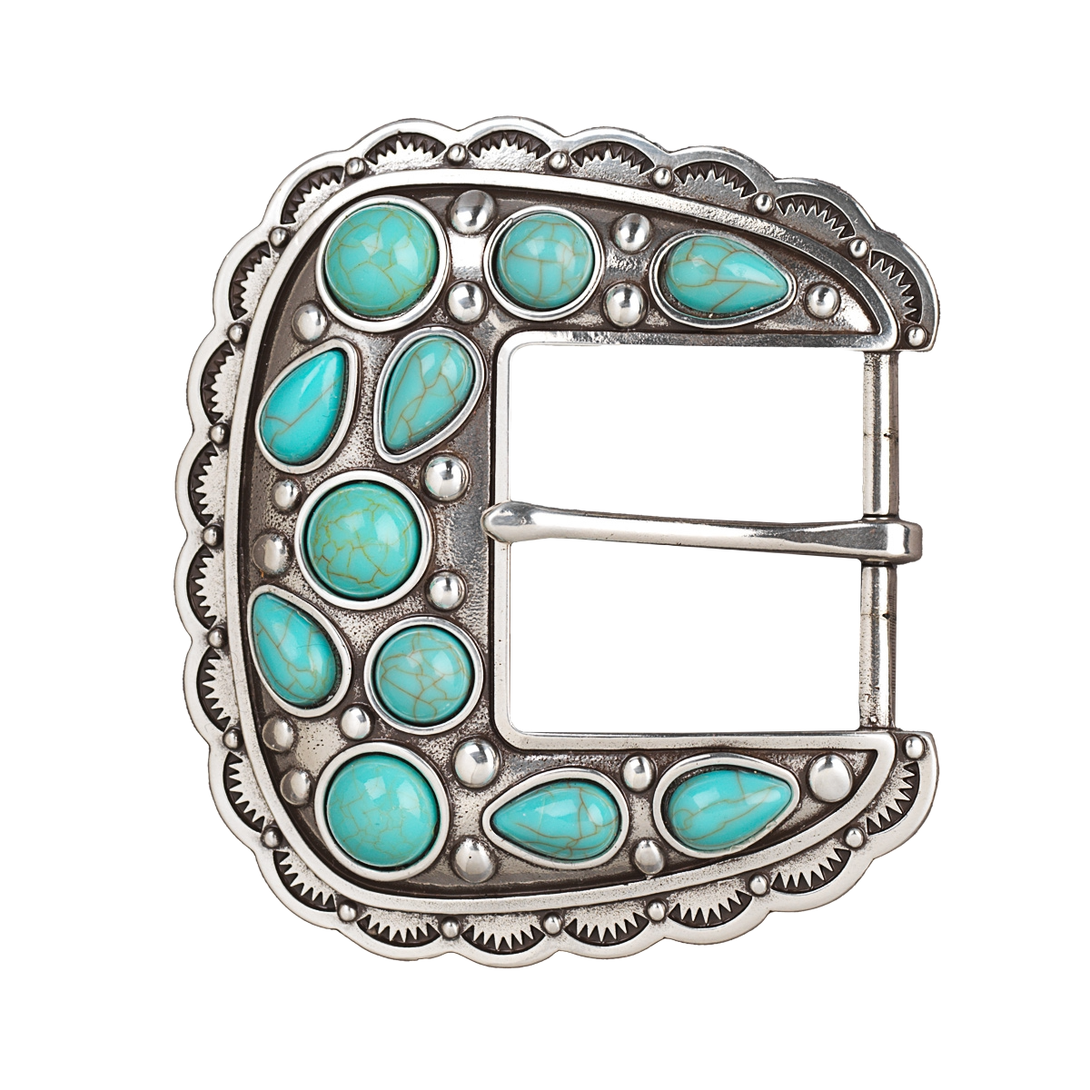Load image into Gallery viewer, Blazin Roxx Ladies Square Turquoise Stone Belt Buckle
