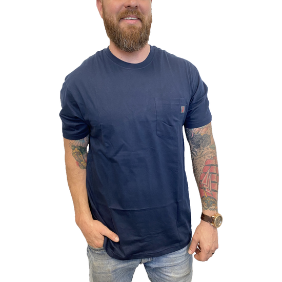 Justin Men's Pocket Short Sleeve Navy Work T-Shirt J-1459-NVY