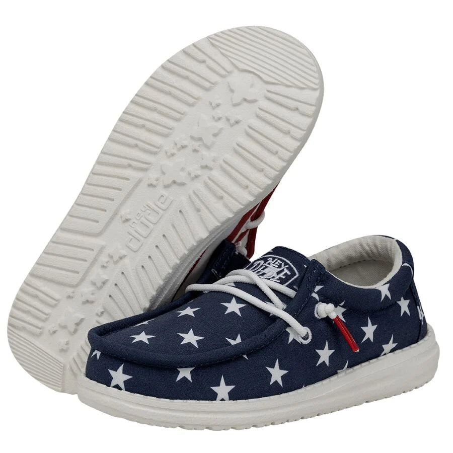 Load image into Gallery viewer, Hey Dude Wally Youth Patriotic American Flag Slip On Shoes 40046-9CW
