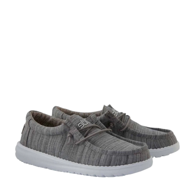 Hey Dude Wally Youth Linen Blend Stone Grey Slip On Shoes 40159-270