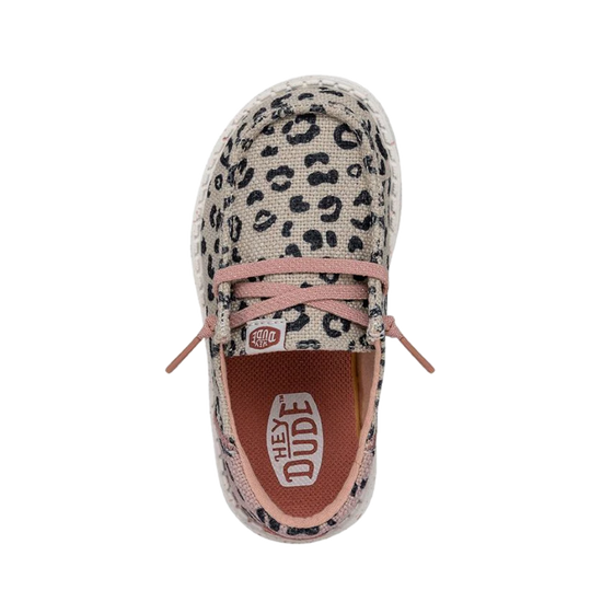 Hey Dude Wendy Youth Funk Leopard Cream & Pink Casual Shoes 40434-1LV