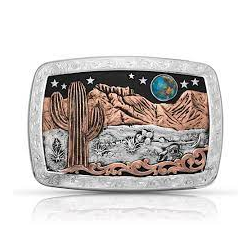 Montana Silversmiths® Desert Moon Turquoise Cactus Buckle 42110