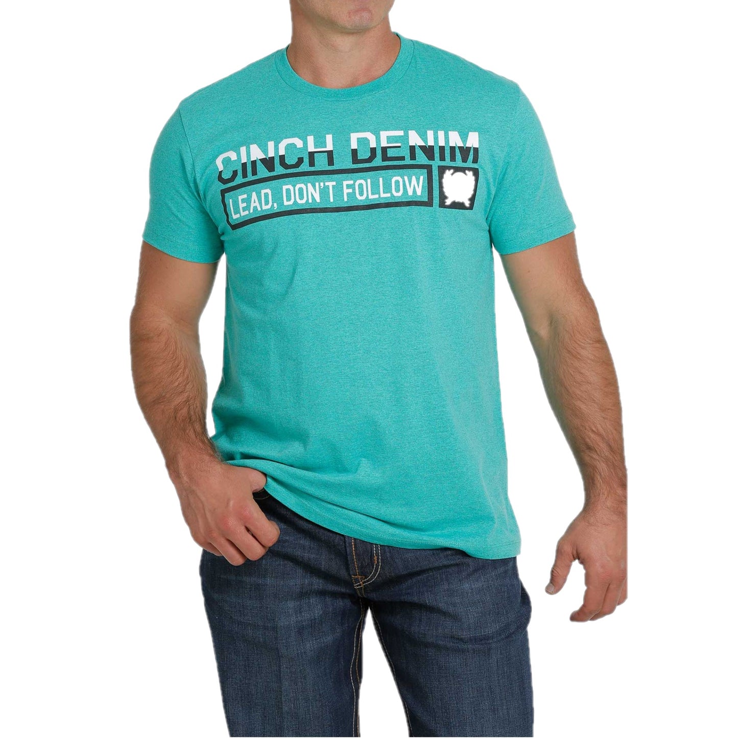 Cinch Men's "Lead, Don't Follow" SS Turquoise T-Shirt MTT1690454