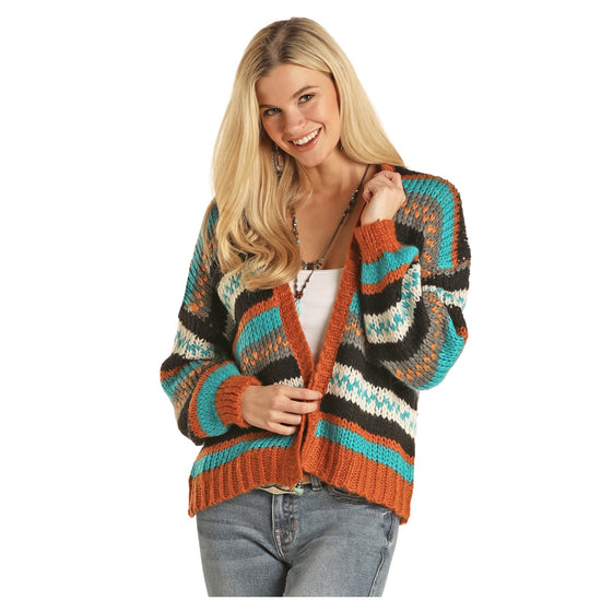 Rock & Roll Cowgirl® Ladies Multi-Color Striped Cardigan 46-2377