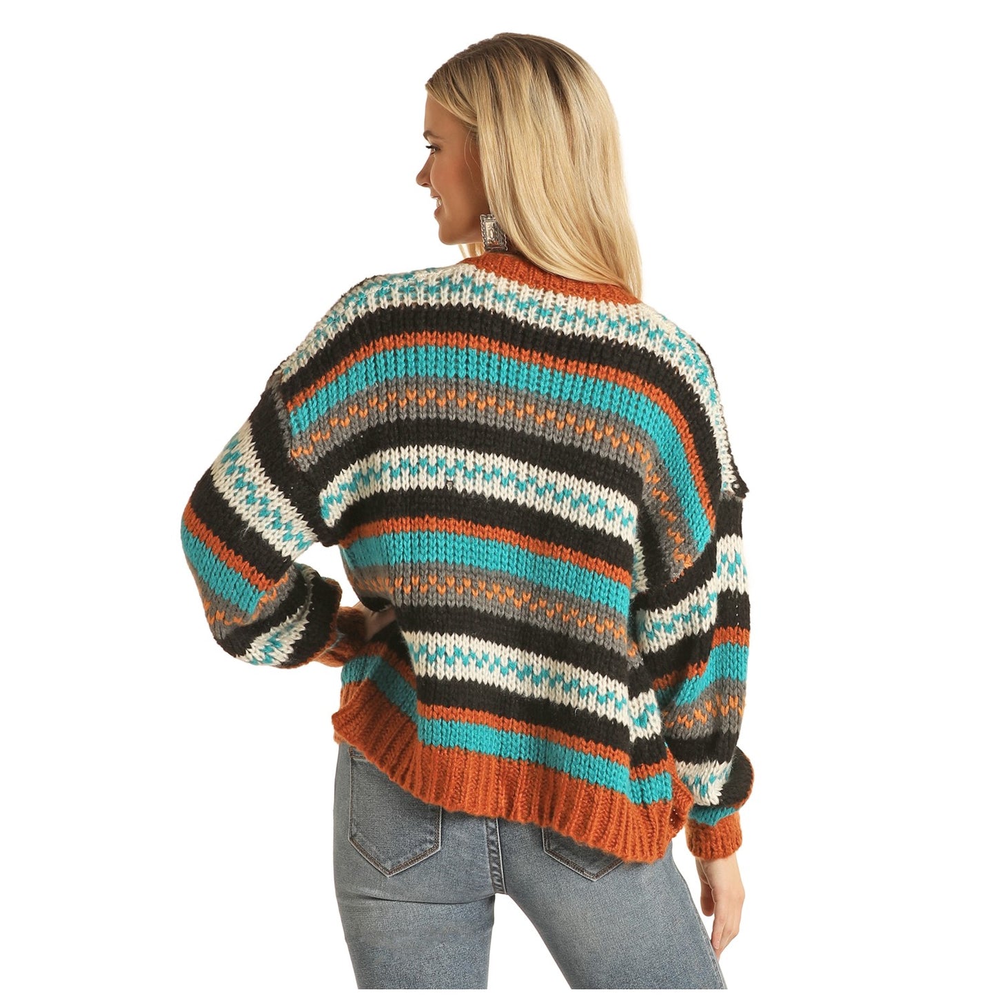 Rock & Roll Cowgirl® Ladies Multi-Color Striped Cardigan 46-2377