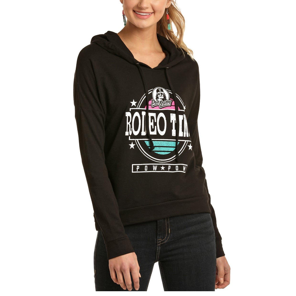 Load image into Gallery viewer, Rock &amp;amp; Roll Cowgirl Ladies Dale Brisby Rodeo Time Logo Hoodies 48H3774
