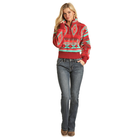 Rock & Roll Cowgirl Ladies Aztec Hot Pink Pullover 48T1182-67