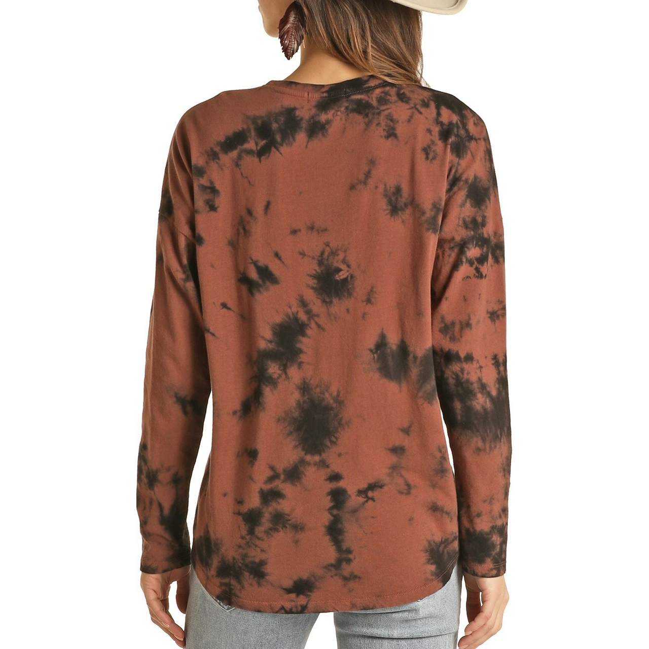 Rock & Roll Cowgirl® Ladies Black and Red Tie Dye Shirt 48T2368